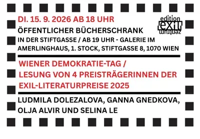 Wiener Demokratie-Tag / edition exil ist dabei! / Lesung von 4 Preisträgerinnen der exil-Literaturpreise 2025